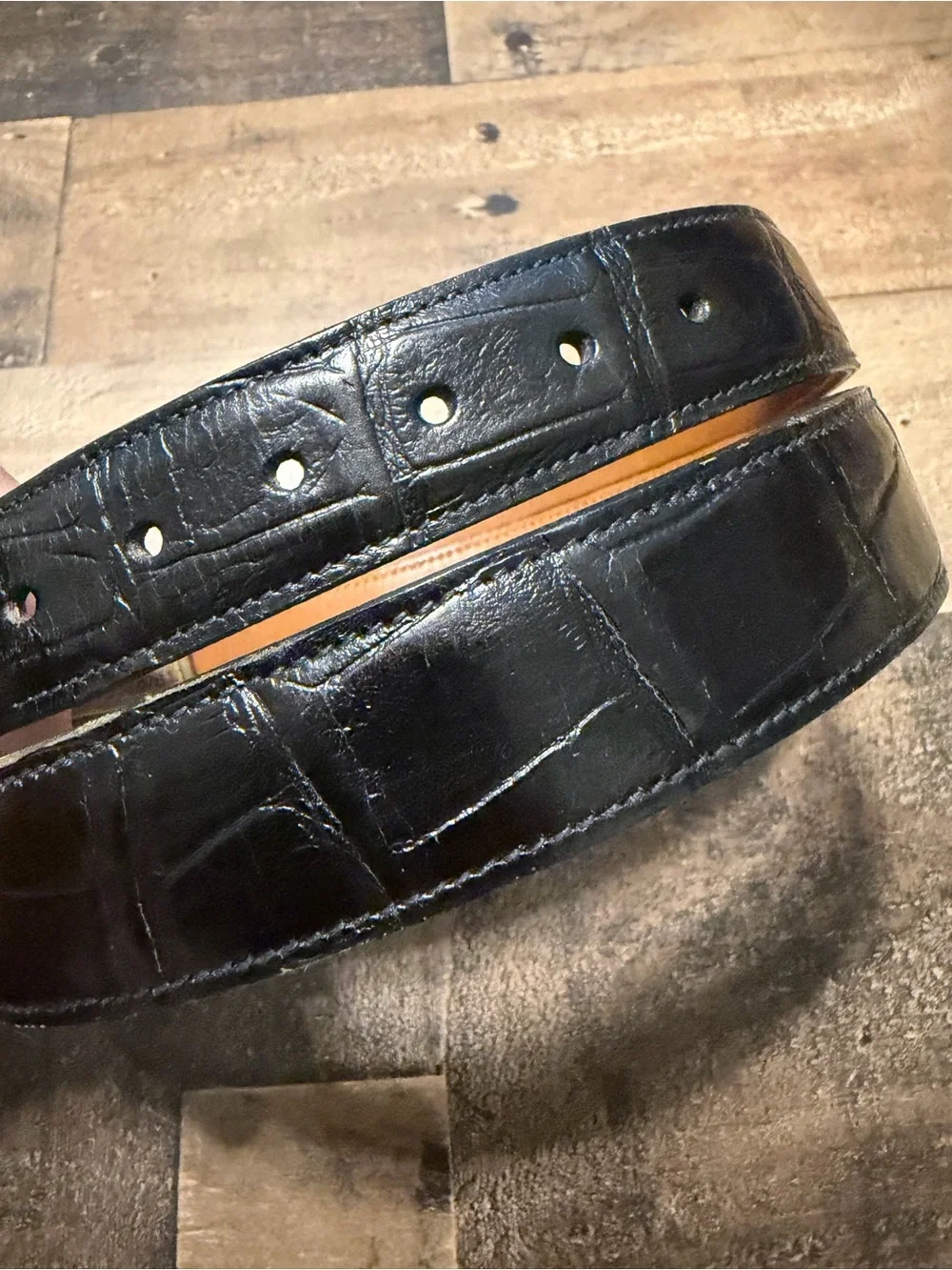 Trafalgar Burundi Calf Genuine Leather Croc Embossed Black Belt